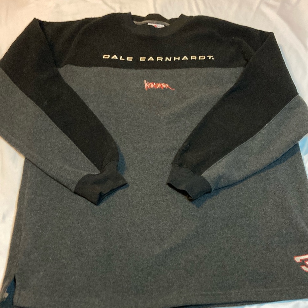 Chase Authentics Dale Earnhardt #3 Black Gray Fleece NASCAR Pullover Sweater XL